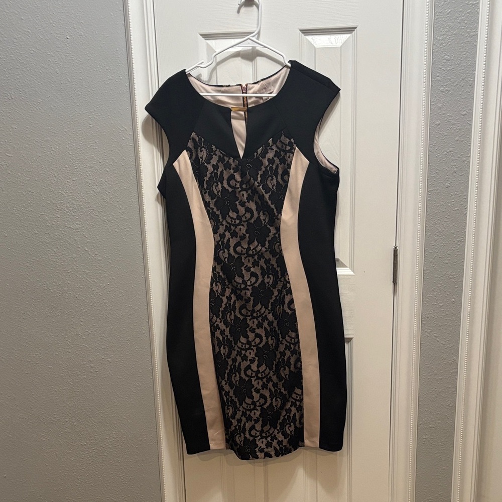 CB Casual Black and Cream Lace Mini Dress